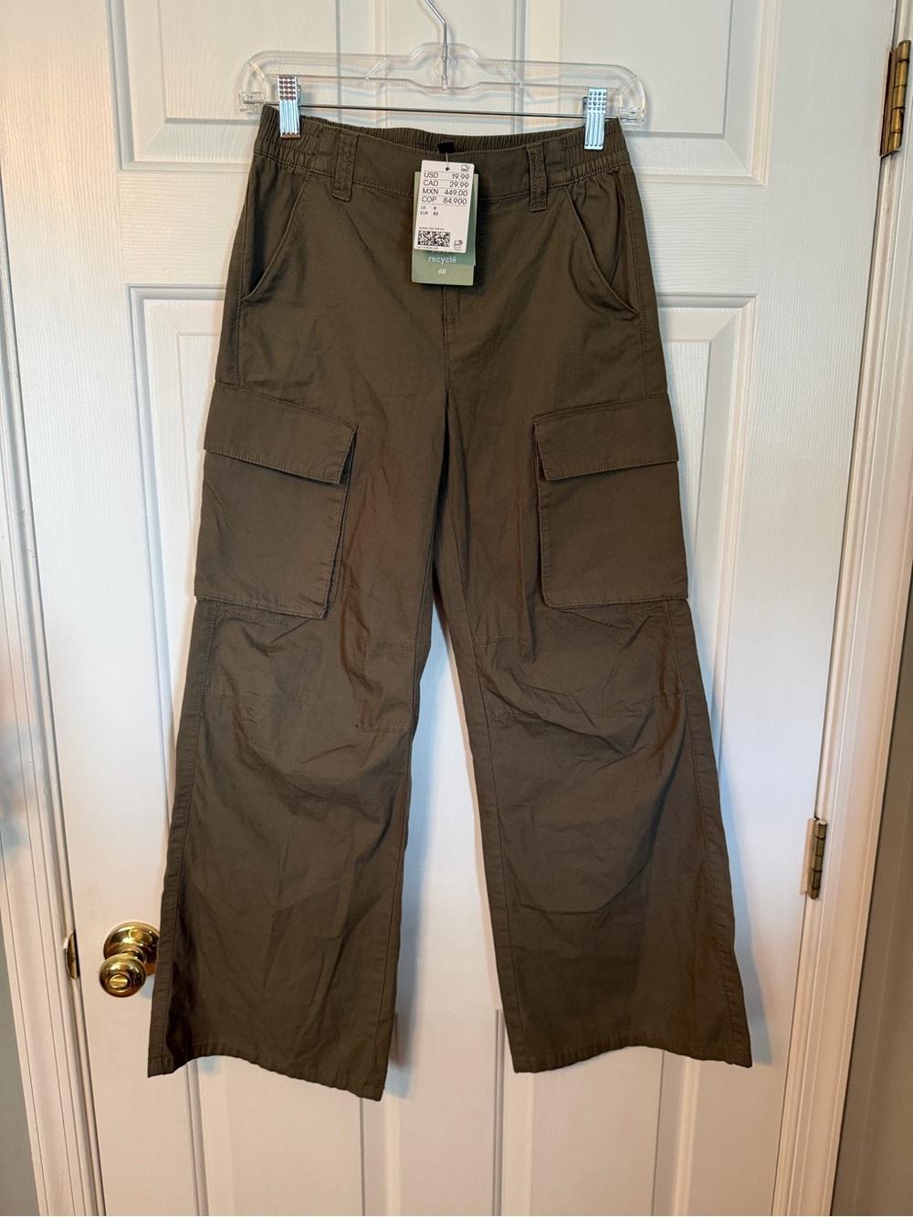 H&M Olive Green Wide-Leg Cargo Pants